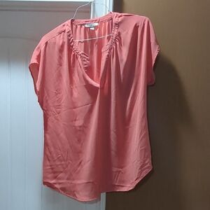 Roz & Ali Coral Short Sleeve V-Neck Blouse Size Xl